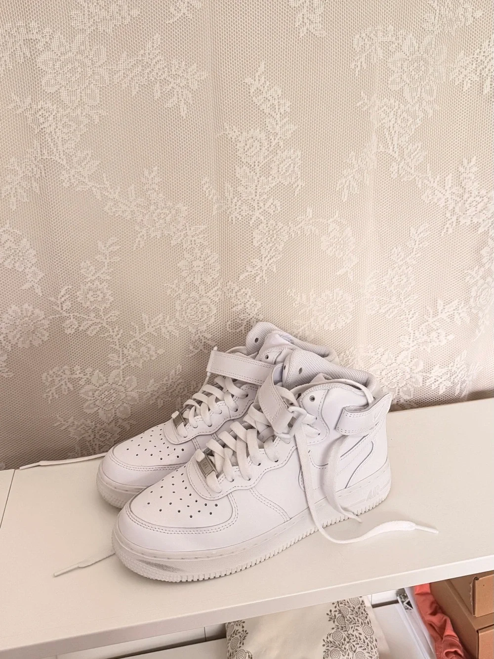Nike White Mid-Top Leather Sneakers
